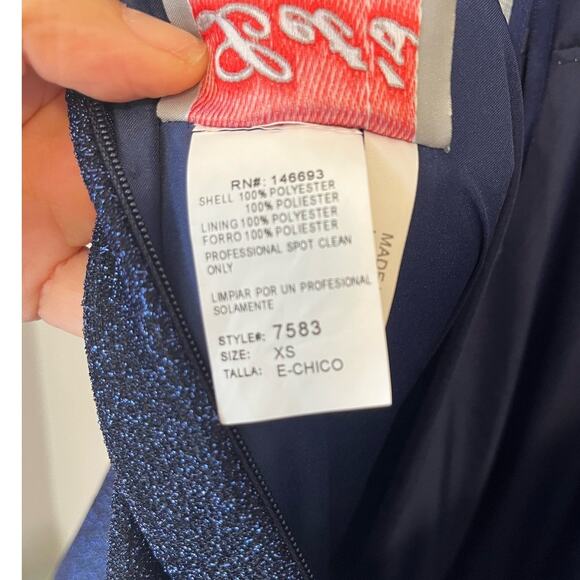 Let's Prom Cinderella Shimmery Blue Dress Mesh Details Corset Double Straps XS - Picture 8 of 10